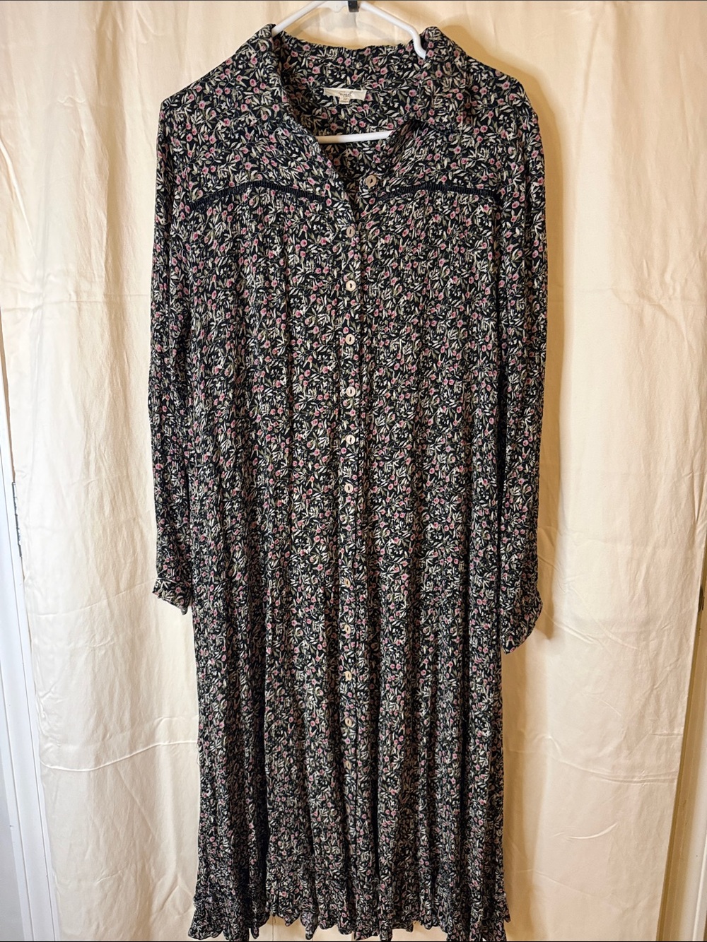 easel Black Floral Maxi Dress with Pink and Cream Accents